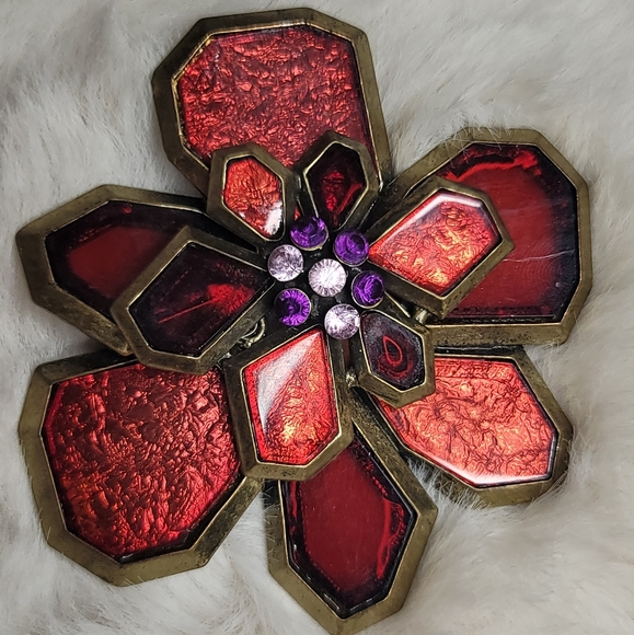 Metallic Red Brooch - Picture 1 of 6